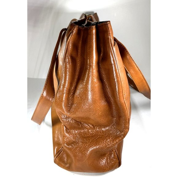 Dillards Vintage  Briefcase Brown Italian Leather Multi Compartment - Distressed - Picture 6 of 12